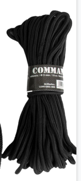 Commando Seil 15m (5mm) schwarz Miltec